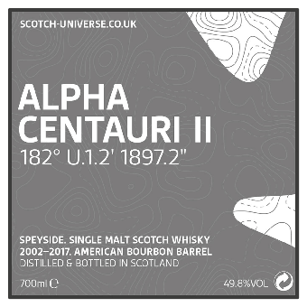 Alpha Centauri II, Scotch Universe - American Bourbon Barrel, 49,8 %, 0,7 Lt. 